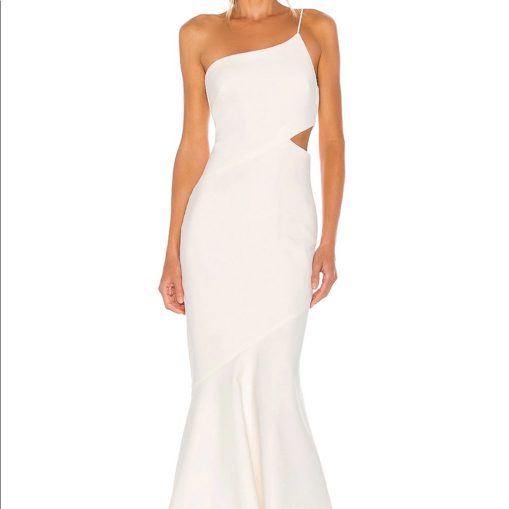 White one shoulder long dress